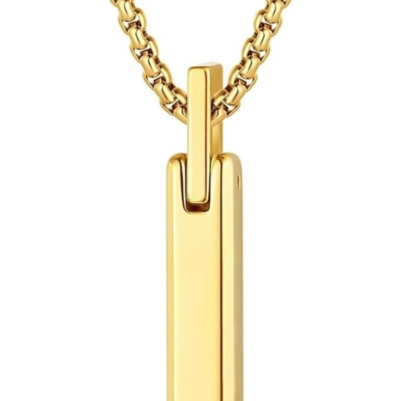Tungsten Bar Necklace for Men Men's Pendant Necklace God/Silver 20